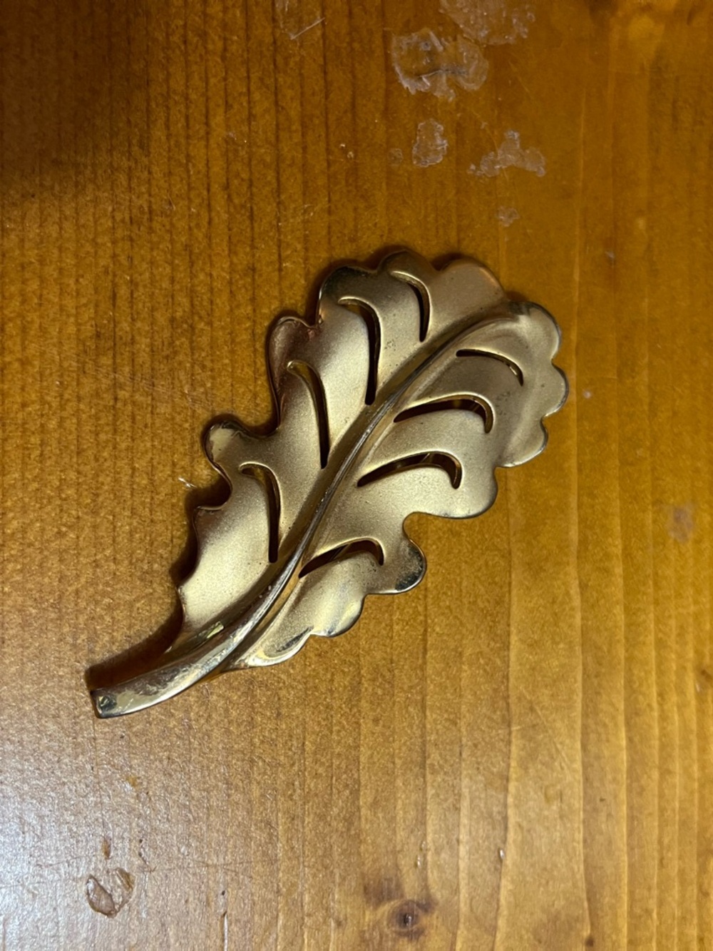 Gold Leaf Brooch - Elegant Metal Leaf Pin